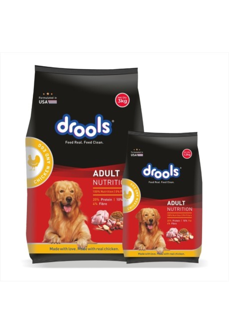Drools Adult Dry Dog Food Chicken and Egg, 3kg with Free 1.2kg, Total 4.2 kg Pack