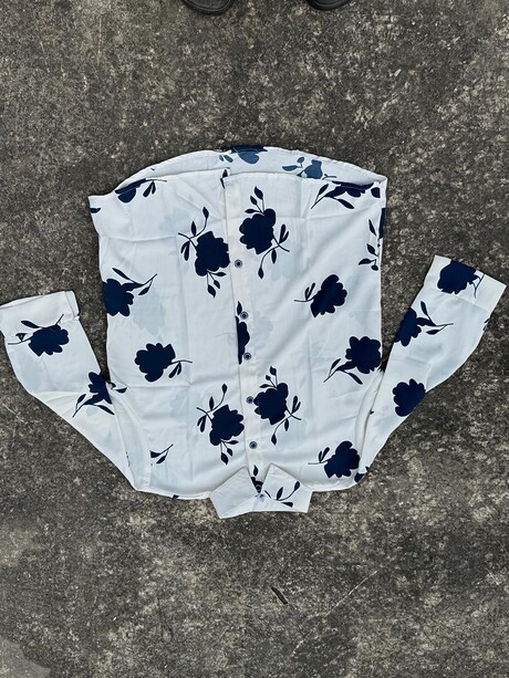 Women's White Floral Printed Full Sleeve Shirt